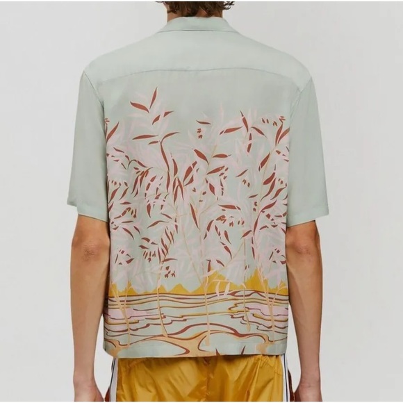 Palm Angels Mens Lagoon Bowling Shirt Mint Off White Size 52 (Large) MSRP $710 - Picture 12 of 12